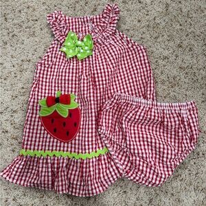 Emily Rose Red and Green Gingham Strawberry Matching Set